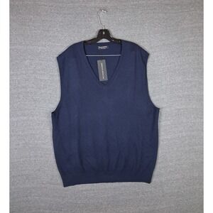 NEW Kallspin Mens Sweater 2XL Tall Blue Wool Cashmere Vest Pullover Academia